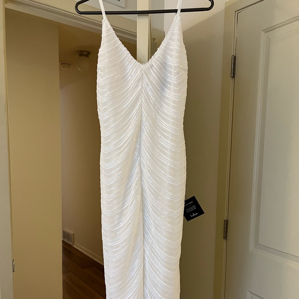 White sequin midi Lulu’s dress